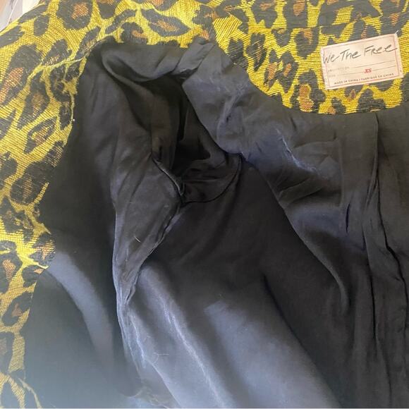 FREE PEOPLE Femme Fatale Long Moto Jacket Yellow Leopard Print Extra Small XS - Picture 10 of 12